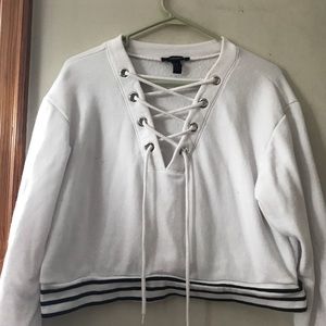 Striped Sweatshirt Crop Top:)